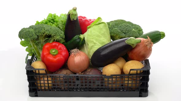 Delivery Box with Assorted Fresh Organic Vegetables Ready for Sale or Charity alt