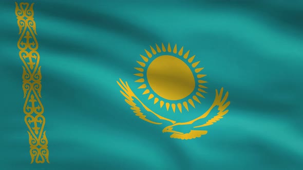 Kazakhstan Windy Flag Background 4K alt
