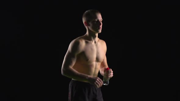 Muscular Guy Jogging. Black alt