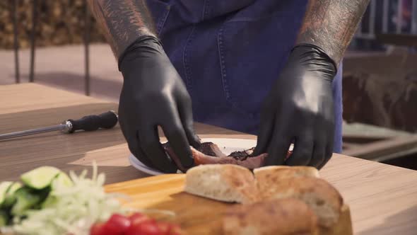 Slices of Roasted Meat in Slow Motion alt