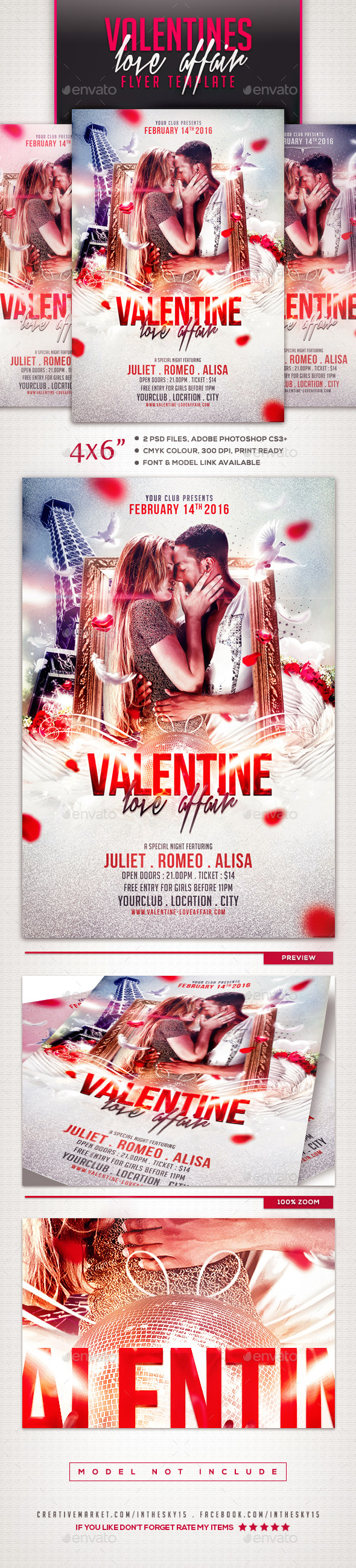 Valentine Love Affair Flyer Template - Events Flyers
