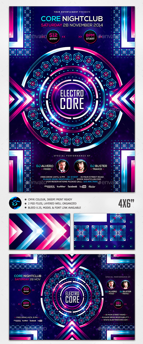 Electro Core Flyer Template - Concerts Events