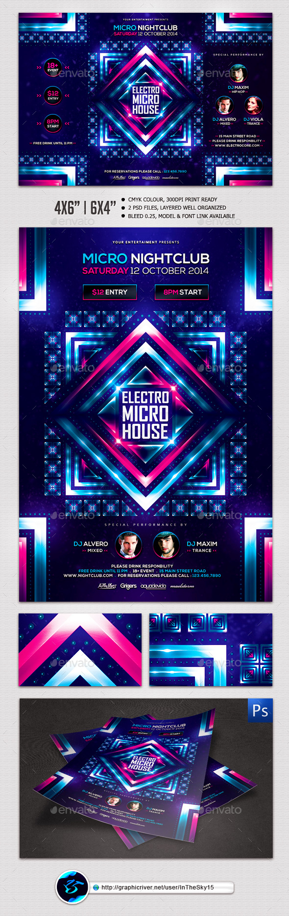Electro Micro House Flyer Template - Flyers Print Templates