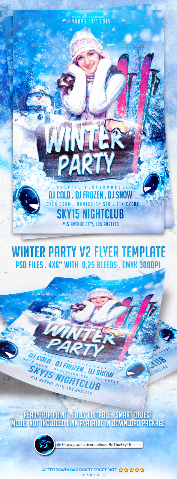 Winter Party Flyer Template - Clubs & Parties Events