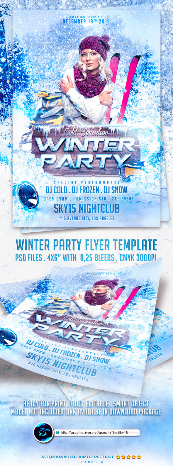 Winter Party Flyer Template - Flyers Print Templates