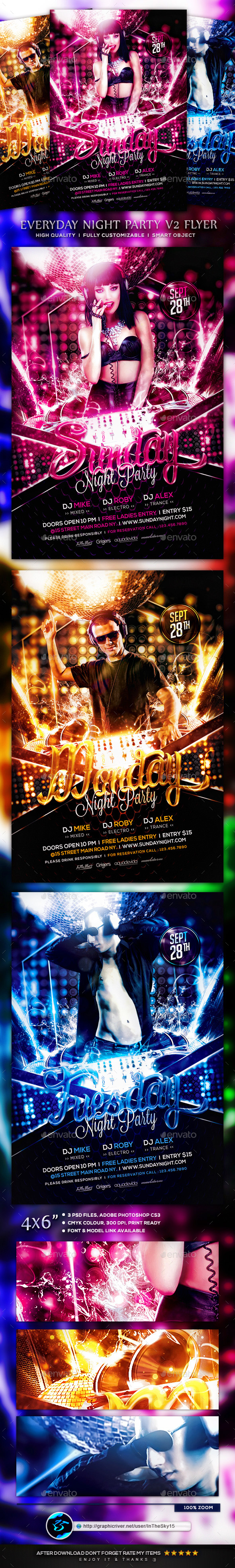 Everyday Night Party V2 Flyer Template - Clubs & Parties Events