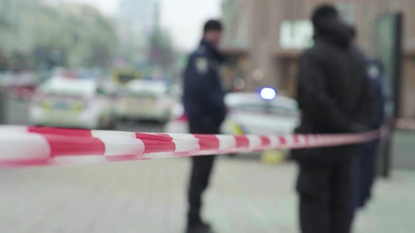 Barrier Warning Police Tape at the Crime Scene. Kyiv. Ukraine alt