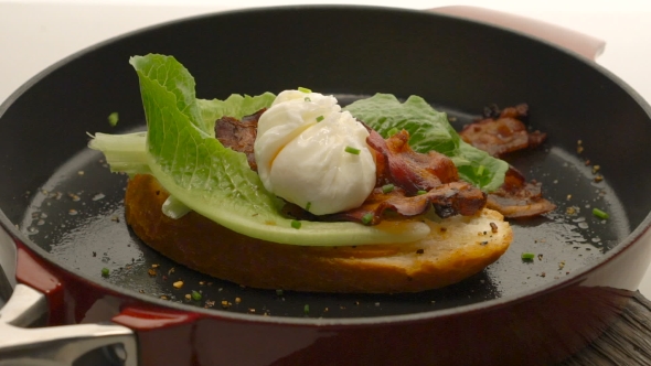 Poached Egg With Bacon On Bread