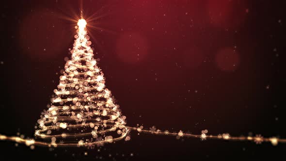 Christmas Tree Animation Background on Red