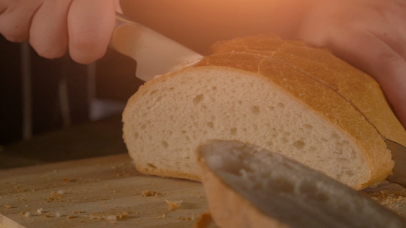 Slicing Wholegrain Bread In 