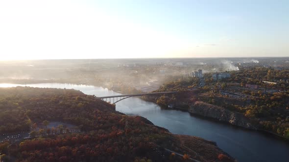 Top View of a High Bridge Over the River