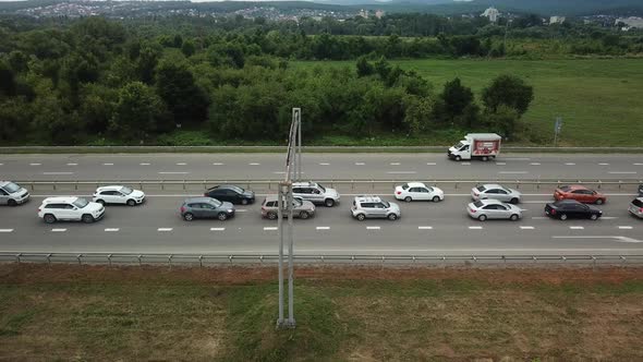 View From Above of Freeway Busy Rush Hour Heavy Traffic Jam Highway alt