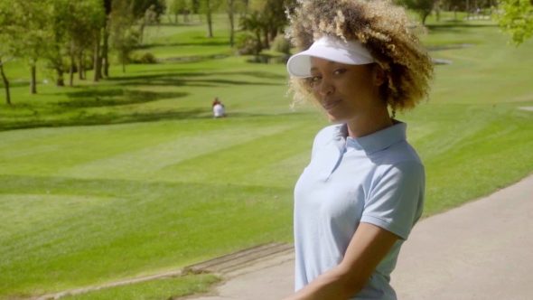 Young Woman Player Walking With a Golf Club, Stock Footage | VideoHive