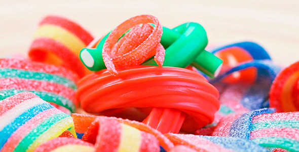 Colorful Gummy Candy Rotating