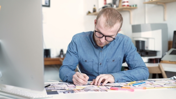 Stylish Architect Working On Blueprint alt