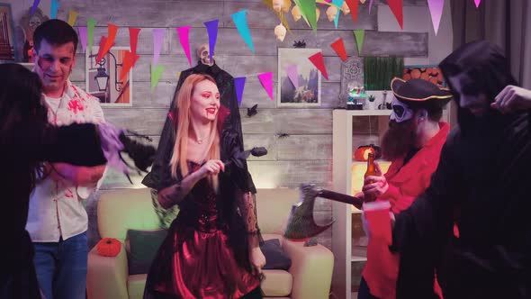 Bearded Pirate with Axe and His Friends Dancing alt