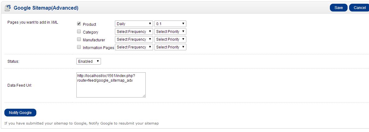 google sitemap advanced for opencart by cartdeveloper1 codecanyon