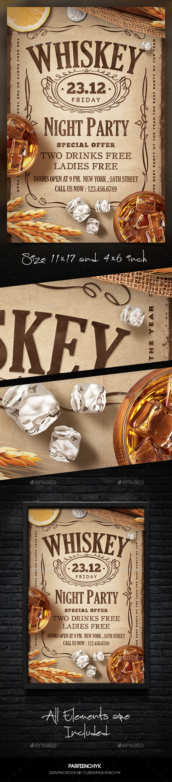 Whiskey Party Flyer Template - Clubs & Parties Events