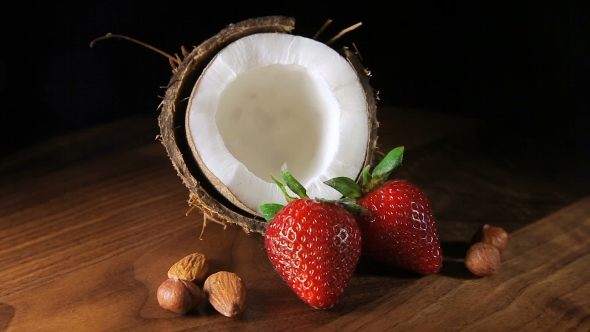 Coconut With Strawberries And Nuts