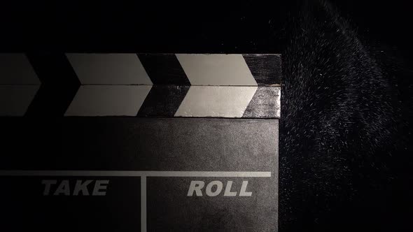 Clapper Board Close Up. Black Background alt