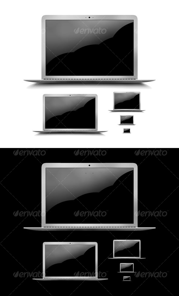 Layered PSD & PNG High Res Laptop Graphic + Icons - Technology Icons