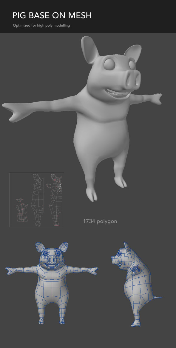 happy pig cartoon - 3Docean 1613280