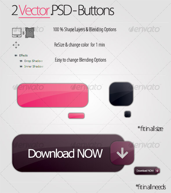 PSD VECTOR BUTTONS #1 - Backgrounds Graphics