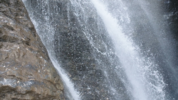 Pure Fresh Water Waterfall In Forest In The Mountains alt