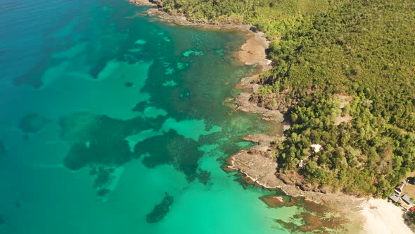 Tropical Landscape with Blue Sea and Coral Reef alt