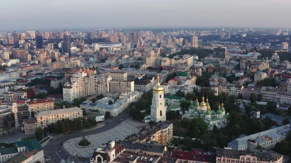 Drone footage Aerial view of Kiev Pechersk Lavra in Kyiv Kiev alt