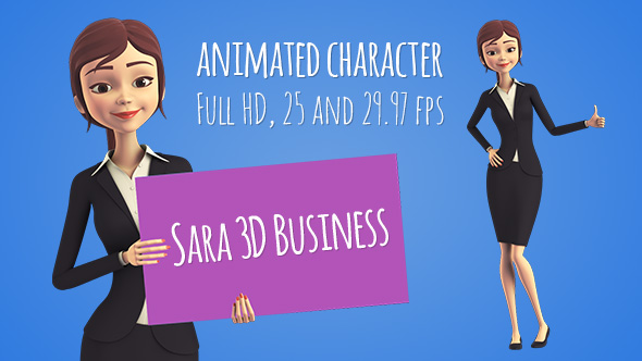 Sara 3D Character in Business Suit - Beautiful Woman Presenter/Manager
