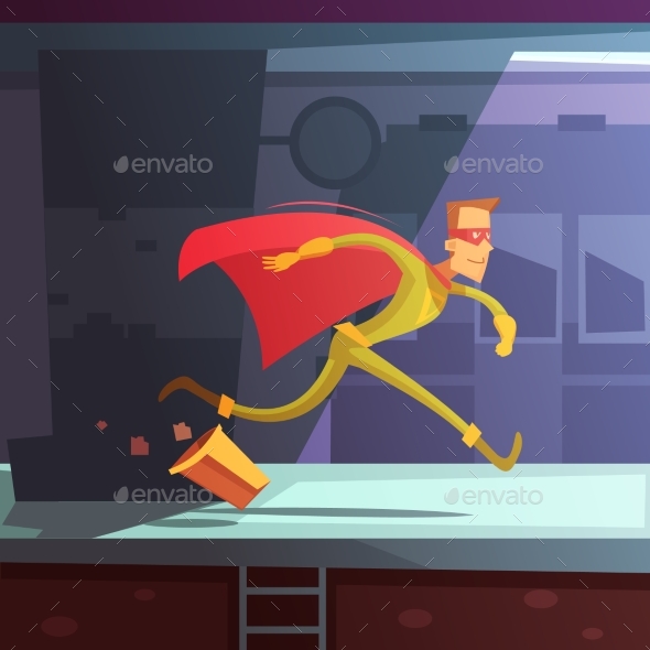 Running Superhero Illustration
