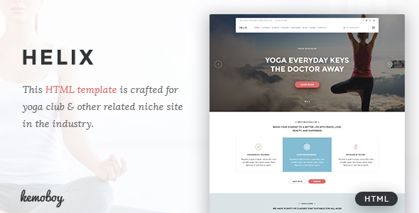 Exceptional Helix - Yoga Club HTML Template