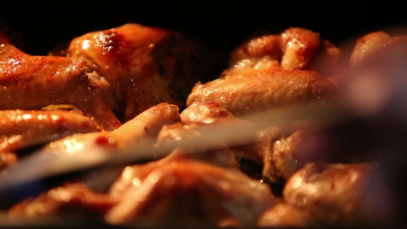 Chicken Drummets Deep Frying In Oil