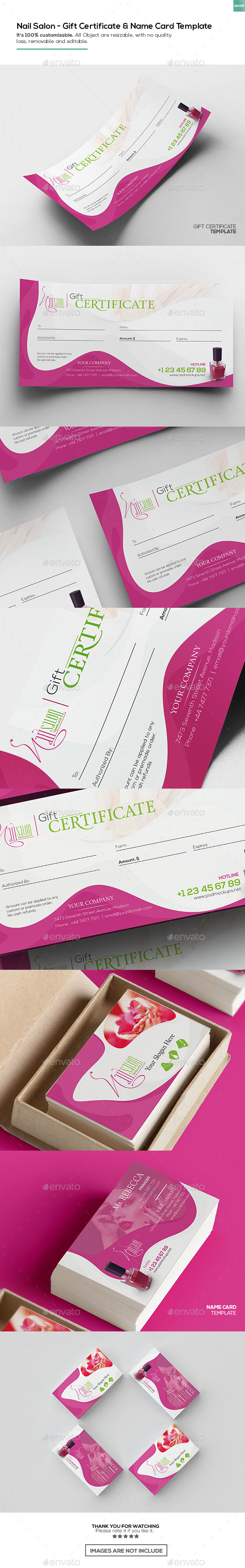 nail salon gift certificate and business card template by wutip2