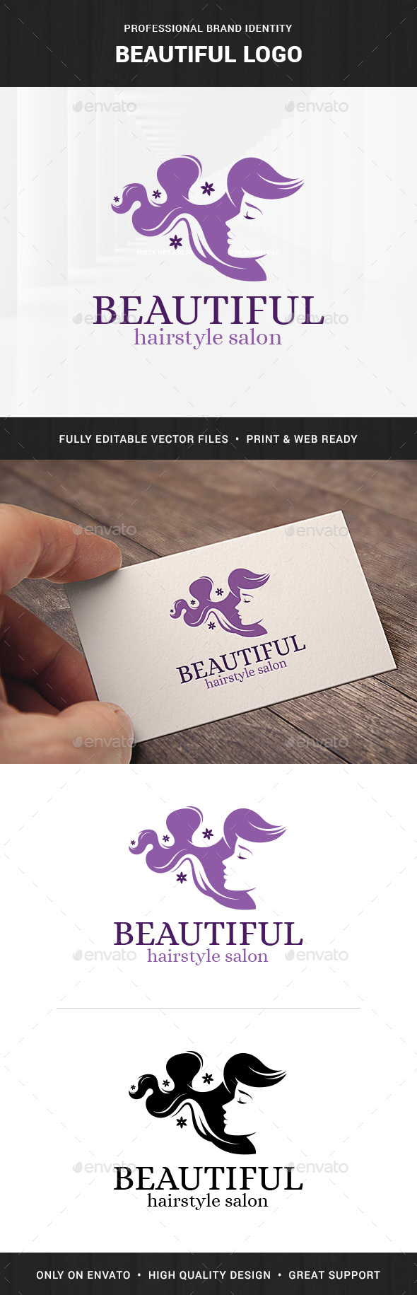 Beautiful - Hair Salon Logo - Humans Logo Templates