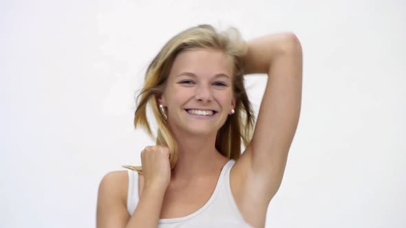 Young Blonde Woman Dancing  alt