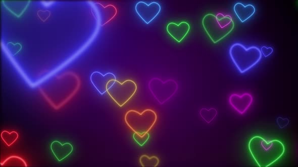  Glowing Neon Heart Shapes Particles Background Saint Valentine’s Day Seamles Loop 4K alt