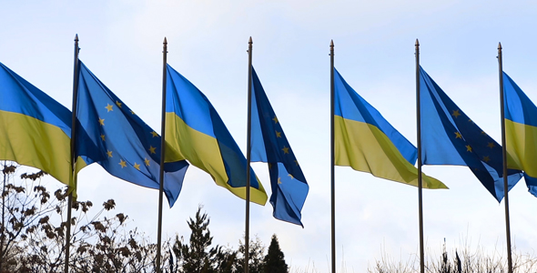 Flag Ukraine And EU