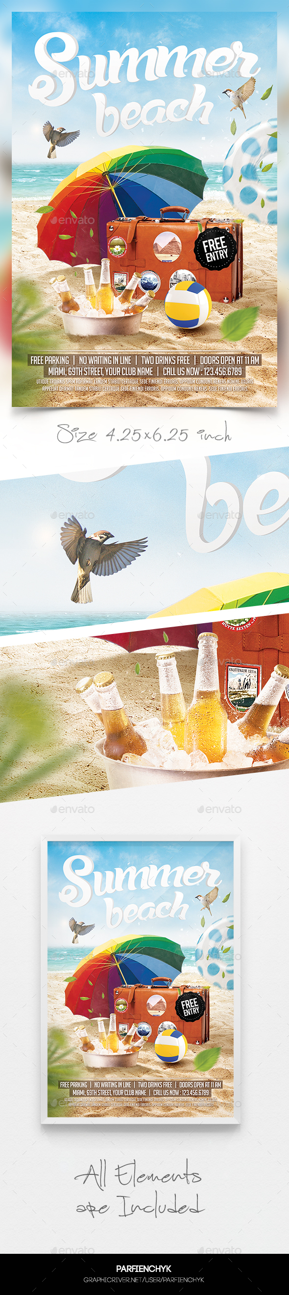 Beach Party Flyer Template - Clubs & Parties Events