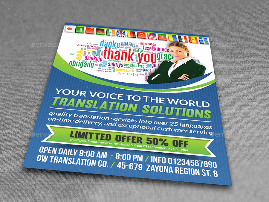Translation Services Flyer Template by OWPictures GraphicRiver