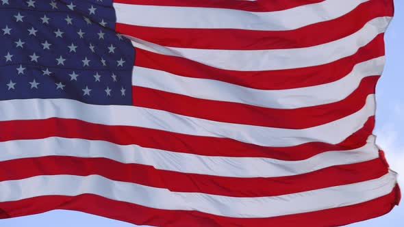 American Flag Waving in Wind Video Footage, 