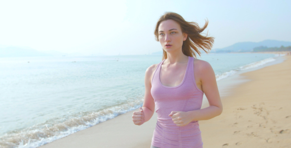 Beautiful Girl Running on Beach