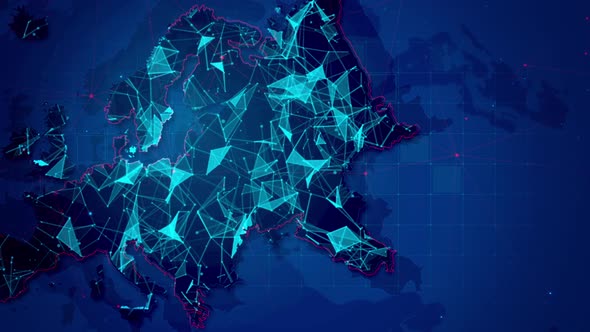 Abstract Plexus Network In Europe Map alt
