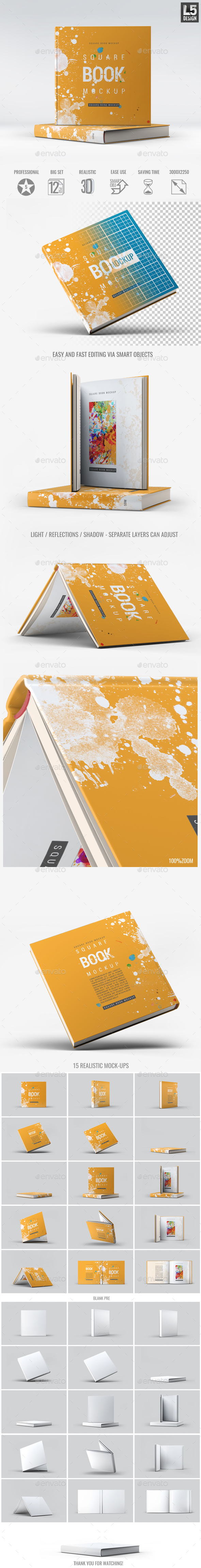 Square Book Mock-Up - Books Print