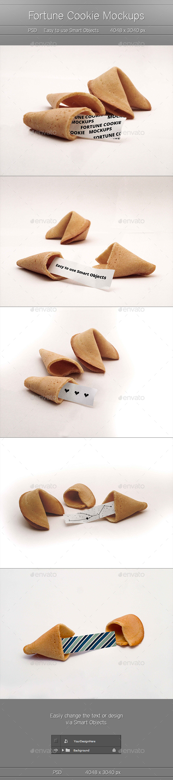 5 Fortune Cookie Mockups - Miscellaneous Product Mock-Ups
