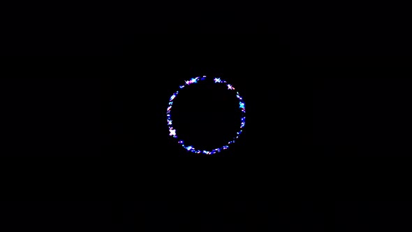 animated circle shape of colorful flashing lights, on black background alt