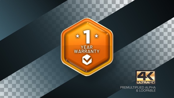 1 Year Warranty Rotating Badge 4K Looping Design Element alt