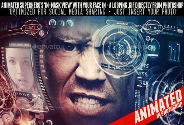 Superhero Mask with Your Face Animated in Photoshop - Miscellaneous Web Elements