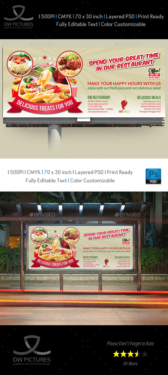 Restaurant Billboard Template Vol.5